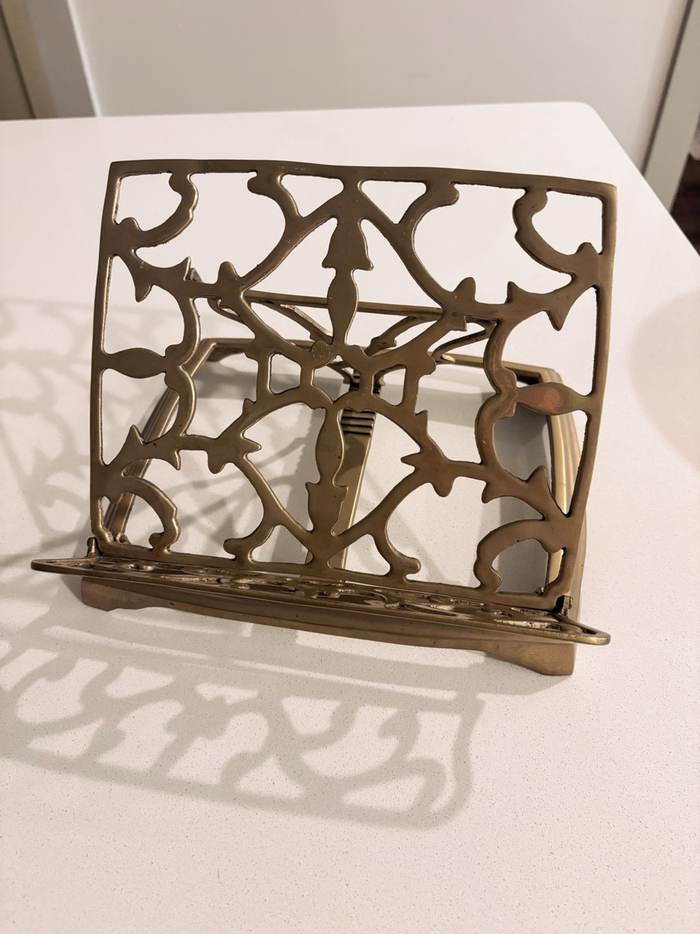 Vintage Brass Collapsible Book Stand, Ornate Adjustable Display